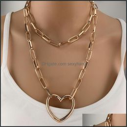 & Pendants Pendant Necklaces Luokey Women Exaggerated Gold Color Large Heart Necklace Female Statement Jewelry Punk Goth Collar Choker Ladie