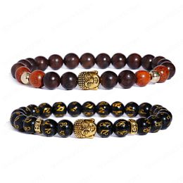 Charm Retro Buddha Rune Bead Bracelet Men Wood Beads Chakra Bracelet Erkek Bileklik Bracelets Homme Yoga Jewelry Gift