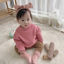 Casual Kids Newborn Baby Girls Boys Knitted Sweaters Autumn Winter Solid Loose Jumpers Children O-Neck Long Sleeve Pullover Tops Y1024