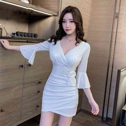 nightclub women's sexy ladies temperament repair dress Office Lady Polyester Solid Knee-Length 210416