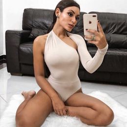 Women Sexy Neck Knitted Bodysuit Long Sleeve Buttons Rompers Jumpsuit One-pieces Bodysuits suit clothes size clothing catsuit Y0927