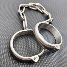 Nxy Sex Adult Toy Stainless Steel Metal Ankle Cuffs Leg Irons Shackles Bdsm Torture Bondage Toys for Couples Restraints Legcuffs Erotic Slave 1225