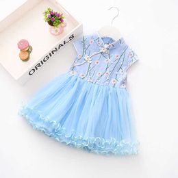 Baby Girl Lace Dress Boutique Floral Mesh Princess Flower Sleeveless Casual Summer Girls Party Dress Kids Clothing G1026