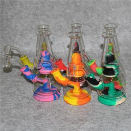 Silicone Bongs Water Pipes Glass bong Mini oil rig hookah With bowl Quartz Banger