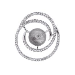 Circle Round Zircon Sterling Settings Silver 925 Pendant DIY Jewellery Findings for Big Pearl 5 Pieces