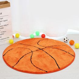 Cushion/Decorative Pillow Cute Round Carpet Mat Fine Fibre Bathroom Anti-slip Living Room Rugs Cartoon Basketball Skid Resistant