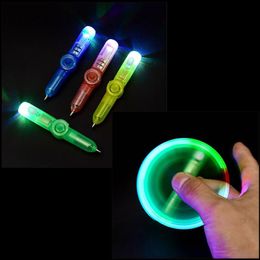 Penne a sfera 1pc illuminazione spinner giocattolo giocattolo bagliore penna rotante per bambini adulti creativestress sliliever sidget sensoriale