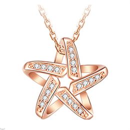 Crystal Womens Necklaces Pendant Lucky Star Fashion clavicle chain flexible surround set shining star track gold Silver Plated