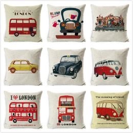 Cushion/Decorative Pillow Cushion Covers Vintage Car Bus Taxi Printing Throw Case Sofa SeatPillow
