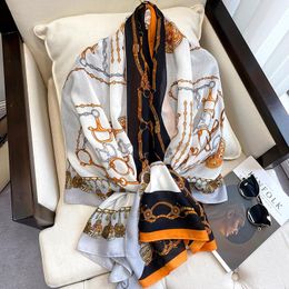Scarves Cotton Scarf For Women Winter Warm Viscose Orange Polka Dot Print Designer Fashion Pashmina Shawls Scarfs