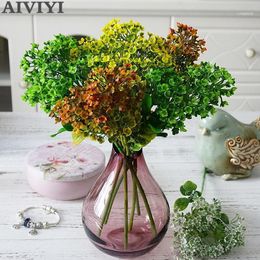 Artificial Flowers Single Short Plastic Plum Grass Branch Fake Pography Landscape Green Wall Handmade DIY Home Decor1