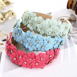 Leather Rhinestone Headband For Women Elegant Fashion Bezel Hair Hoop Ladies Wedding Floral Wide Hairbands Hair Accessories