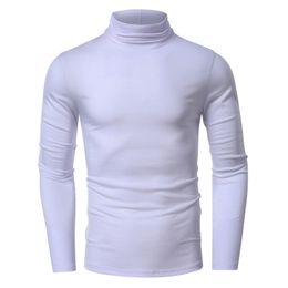 Autumn New Men's Slim Fit Turtleneck T Shirts Plus Size Cotton Male Solid Colour Long Sleeve T Shirts Men Casual High neck tshirt Tops Christmas Gifts