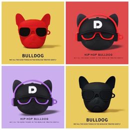 Music Bulldog Cases Cool Rock Dog Soft Silicone Wireless Bluetooth Earphone Coque Cover Case For Apple AirPods 1 2 Pro