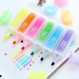 Highlighters 6pcs/set Cute Highlighter Pens Kawaii Fluorescent Markers Large Capacity Mildliner School Supplies Office Stationery