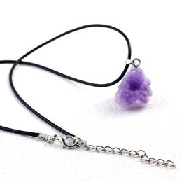 Amethyst Stone Pendant Necklace Jewerly Natural Rough Stone Necklaces Amethyst Irregular Shaped Pendant Leater Chain