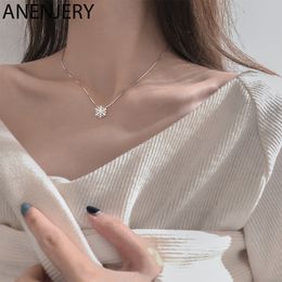 Flash Cubic Zircon Snowflake Pendant Necklace Fashion Clavicle Chain Rose Gold Silver Colour Necklaces For Women S-N605