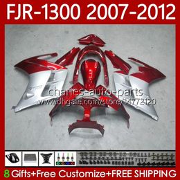 OEM Bodywork For YAMAHA FJR-1300 FJR 1300 A CC FJR1300A 01-12 Moto Silver red Bodys 108No.4 FJR1300 07 08 09 10 11 12 FJR-1300A 2007 2008 2009 2010 2011 2012 Fairing Kit