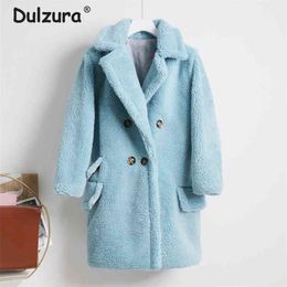 Candy Colour Long Teddy Coat Women Jacket Autumn Winter Thick Warm Padded Jackets Coats Oversized Ladies Lambswool Fur Coats 210817