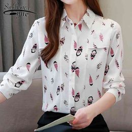 Women Office Lady Shirts Tops Spring Fashion Long Sleeve Slim White Chiffon Blouse Shirt Femme Blusa Casual tops 7057 50 210521