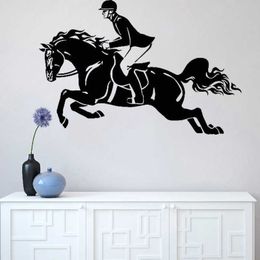 Race Wall Stickers Jockey manship Vinyl Decal Bedroom Living Room Decoration Murals Horse Polo Jump O155