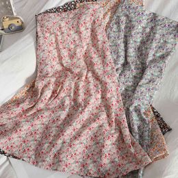 Fashion Summer chiffon beach Print skirt all-match high waist sweet floral for womens Korean midi long vintage 210420