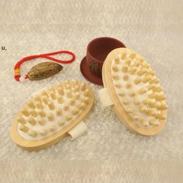 Hand-Held Wooden Body Brush Essential Oil Spa Air Cushion Massager Cellulite Reduction Relieve Tense Muscles RRE12310