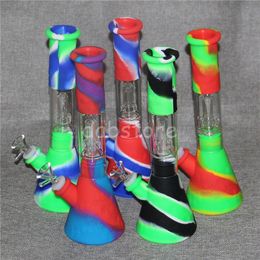 Silicone Bongs Percolators Hookahs glass water pipes shisha hookah Bong percolator tube With Smoking Bowl Mini dab rigs