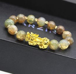 Natural Stone Agate Beads Strands Bracelet Chinese Pixiu Lucky Brave Troops Charms Feng Shui Jewellery for Men Women 9 Colours