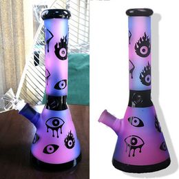 10 inch Tall Height Purple Rainbow hookah With Eyes Logo Trippy Baker Glass Water Bongs 18.8 MM Downstems 14.4 bowl Smoking Dab Rigs