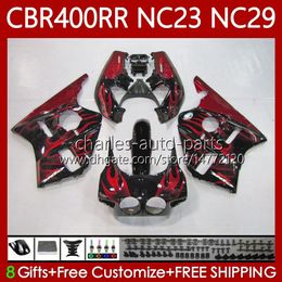 Body Kit For HONDA 400CC CBR400 RR NC23 CBR 400 RR CC NC29 88-99 Bodywork 65No.30 CBR400RR 88 89 90 91 92 93 CBR 400RR 1988 1989 1990 1991 1992 1993 OEM Fairing Red flame