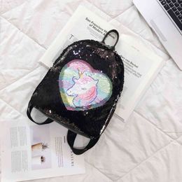 HBP Non- Simple and versatile backpack female Korean schoolbag fashion Unicorn Sequin Backpack sport.0018 7MNB