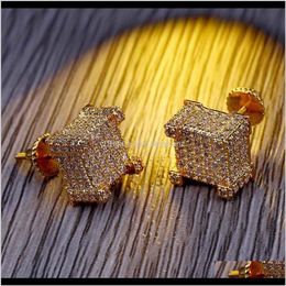 Stud Earrings Jewelry Drop Delivery 2021 Gold-Plated Zircon Studs Hip-Hop Mens Ear Nails Selling In Europe And America Pkyvz