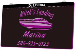 LC0304 Mitch's Landing Marina Light Sign 3D Engraving