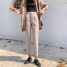 Autumn Winter Korea Fashion Women High Waist Woolen Straight Pants all-matched Casual Suit Female Trousers S416 210512