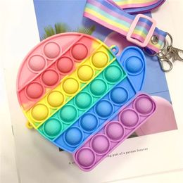 Decompression Toy Chirstmas Gloves Bag Push Bublles Ladybird Shape Portable Fashion Crossbody Pack Silicone Press Fidget Toys Bags