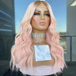 Light Pink Colored Wave Blonde Ombre 13X6 Transparent Lace Front Wig Human Hair Wigs With Baby Hairs For Women Natural Hairline Remy Full Lacewigs 13X4 Frontal wigs