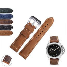 Universal 20 22mm Straps Crazy Horse Leather Band Watchband for Samsung Galaxy Active 2 Huawei GT2 Xiaomi Watch Garmin Bands