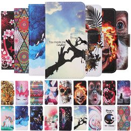 Flip Leather Wallet Cases for iphone 12 pro Max mini 11 X XR XS 6 7 8 PLUS Marble cat Flower Butterfly skull love heart Holder cover