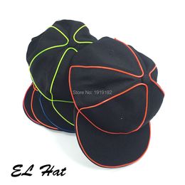 Costume Accessories Wholesale 10 pcs EL Wire hat LED Neon black hat hip hop hat For Halloween Party And Wedding Decor Cosplay Series