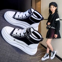 Children Girl High Top White Chunk Sports Shoes for Kids Boys Girls Students Platform Sneakers 5 6 7 8 9 10 11 12 13 14 Years G0914