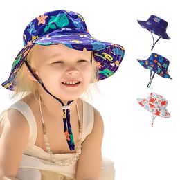 9 Styles Baby Summer Outdoor Fisherman's Hat Sunflower Flower Animal Print Kids Children Sun Beach Caps Lovely Princess Infants Girl Sunscreen Bucket Hats M4002