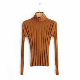 autumn winter women elegant solid knitted turtleneck sweater stretchy long sleeve pullovers female casual slim tops S101 210603