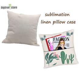 Sublimation Blank Linen Pillow Case with Book Pocket 40*40cm Solid Colour Pillows Cover Personalised Beige White Polyester Cushion Covers Home Supply