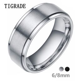 engagement rings with wedding bands NZ - Tigrade 6 8mm Silver Color Tungsten Carbide Ring Men Black Brushed Wedding Band Male Engagement Rings For Women Fashion bague 210701