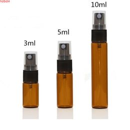 300 x 3ml 5ml 10ml Amber Small Refillable Glass Perfume Bottle 1/6oz Brown Fragrance atomizer Mist spray Liquid Containergoods