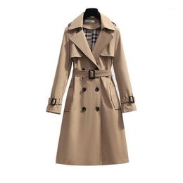 Women's Trench Coats S - 4XLBrand Spring Autumn Long Women Coat Double Breasted Khaki Dress Loose Lady Outerwear Fashion Tops 2021 S0903