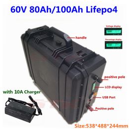 GTK Lifepo4 60V 80Ah 100Ah lithium battery pack with BMS for E-motor golf trolley solar system home energy storage+10A Charger
