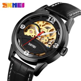 Skmei Automatic Mechanical Watches for Mens Fashion Hollow Dial Men Automatic Watch Luminous Pointer Hour Clock Reloj Mujer 9226 Q0524