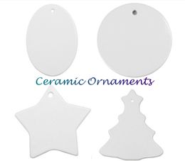 Christmas Ceramic Ornaments Xmas Decor thermal transfer material Double-sided Blank Printable personality DIY Creative Pendents Decoration for Home